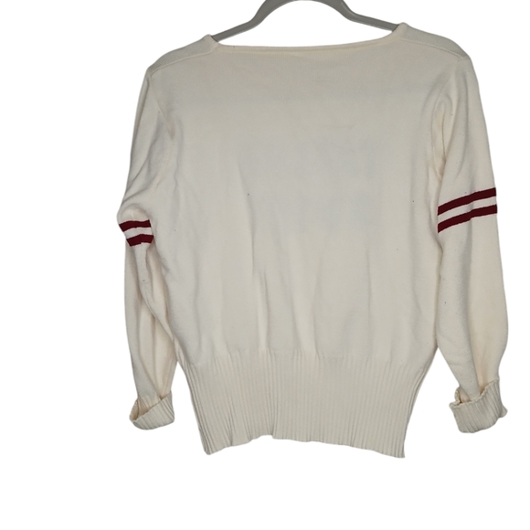 Taylor Swift Red and Beige Collegiate Style Pullover Knit Sweater - Picture 2 of 4